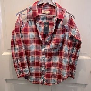 SALE! NWT! Hollister Button Down Cold Shoulder Blouse